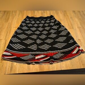 White House Black Market Black and Red Patterned Skirt
